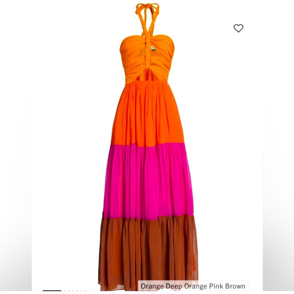 FARM RIO- Warm Color Blocking Maxi Dress